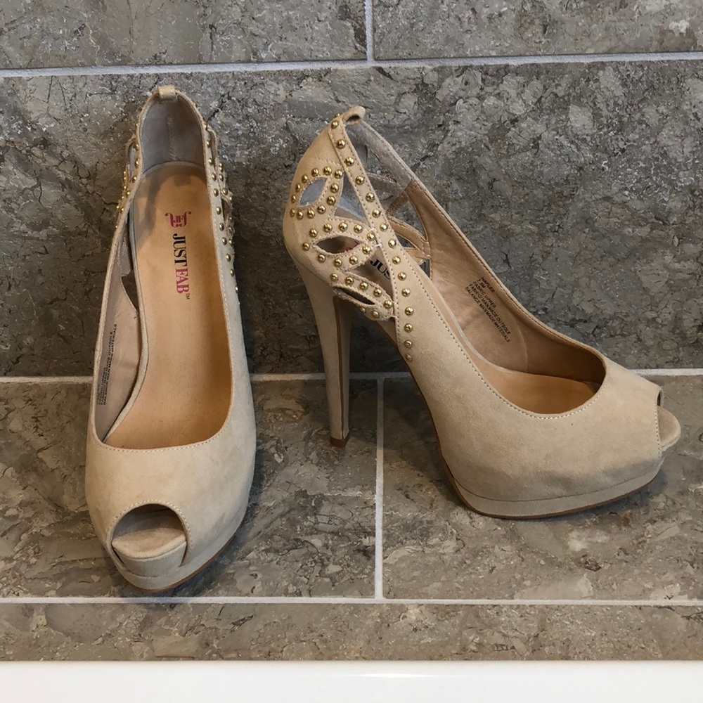 Just Fab Naples Nude Studded Heel
